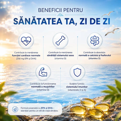Omega 3 2000 mg 180 Capsule Softgel OceanGold cu Vitamina A + D | F&B Pharma