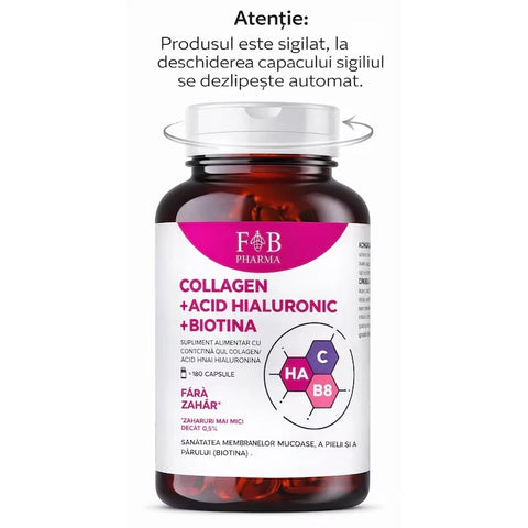 Colagen + Acid Hialuronic + Biotina BeautyBoost Complex 180 Capsule | F&B Pharma