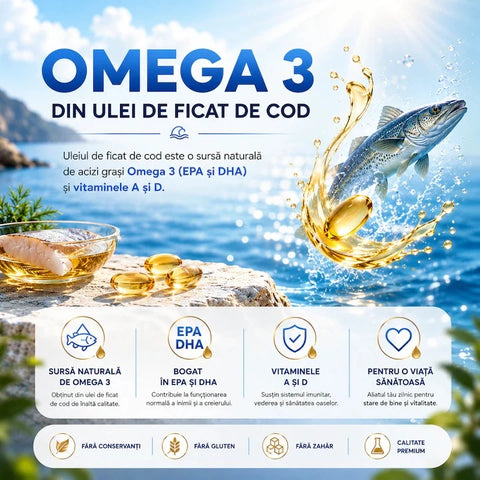 Omega 3 2000 mg 180 Capsule Softgel OceanGold cu Vitamina A + D | F&B Pharma