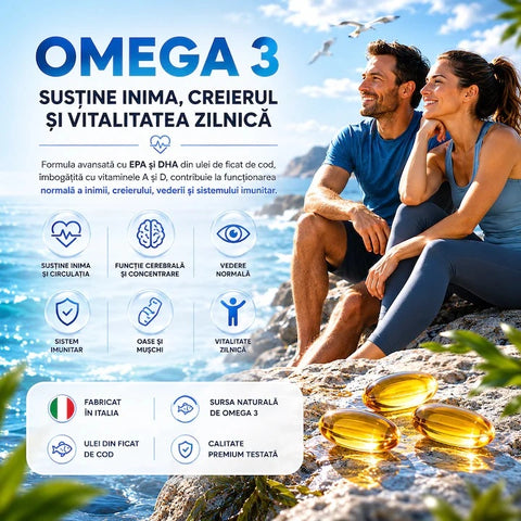 Omega 3 2000 mg 180 Capsule Softgel OceanGold cu Vitamina A + D | F&B Pharma