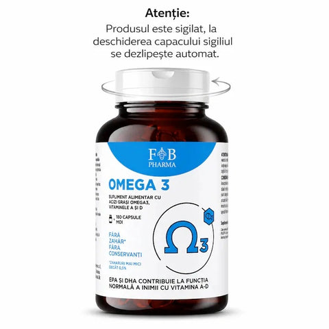 Omega 3 2000 mg 180 Capsule Softgel OceanGold cu Vitamina A + D | F&B Pharma