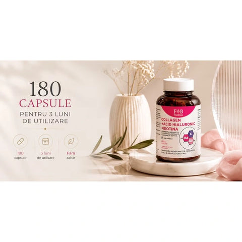 Colagen + Acid Hialuronic + Biotina BeautyBoost Complex 180 Capsule | F&B Pharma