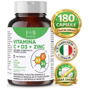 Vitamina C + D3 + Zinc ImmunoBoost Pro 180 Caps | F&B Pharma