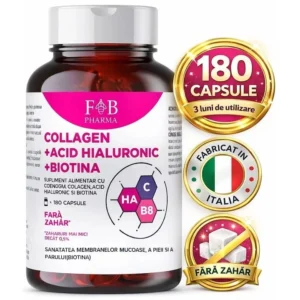 Colagen + Acid Hialuronic + Biotina BeautyBoost Complex 180 Capsule | F&B Pharma